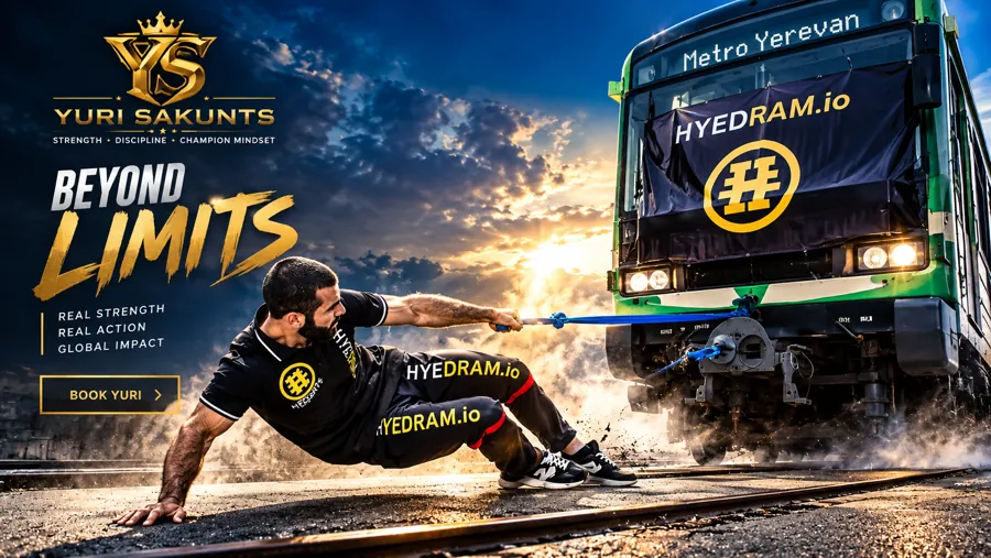 Yuri Sakunts — Beyond Limits cinematic Metro Yerevan train-pulling artwork